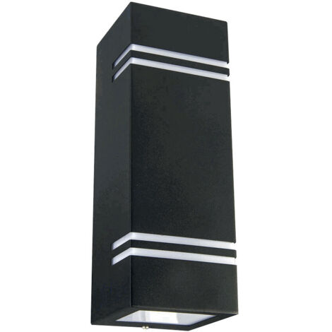 Foco de pared LED doble V-TAC con soporte para 2 focos GU10 cuadrados de aluminio negro IP44