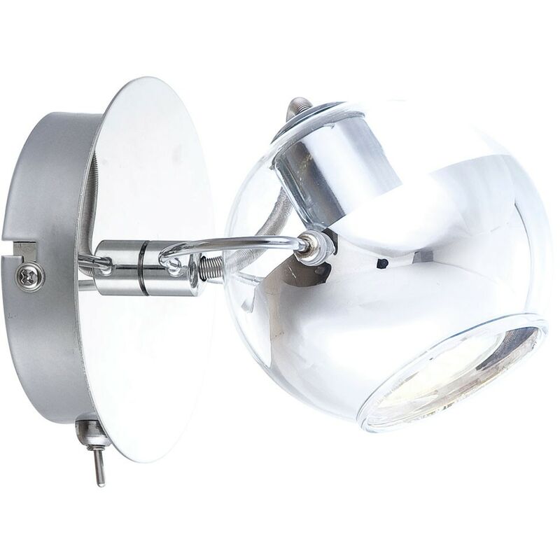 

Foco de pared LED para sala de estar, cromo, foco de bola, luz ajustable, blanco