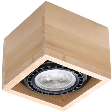 Foco de superficie Eaxa 1 luz, madera natural