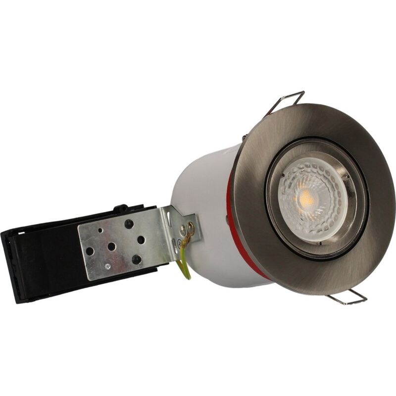 

Foco de techo ajustable de acero cepillado BBC con indicador LED GU10 350 Lm