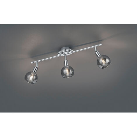 Foco de Techo Brest Cromo 3 Vidrios Ahumados Trio Lighting