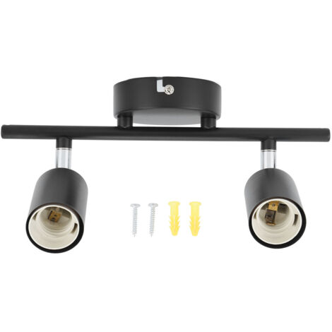 Foco de techo con riel y 2 brazos giratorios ajustables para bombillas LED E27.