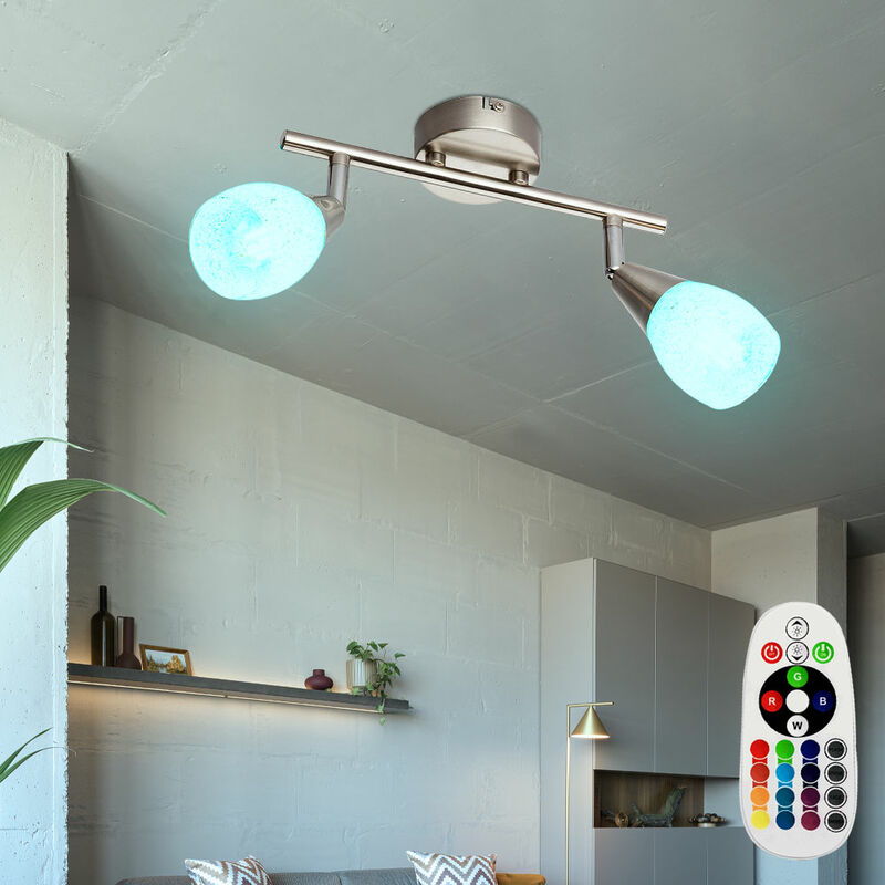 

Foco de techo con control remoto, lámpara de punto de cristal regulable en un juego que incluye lámparas LED RGB