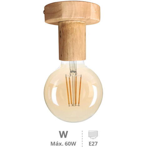 Foco de techo E27 Max.60W Madera