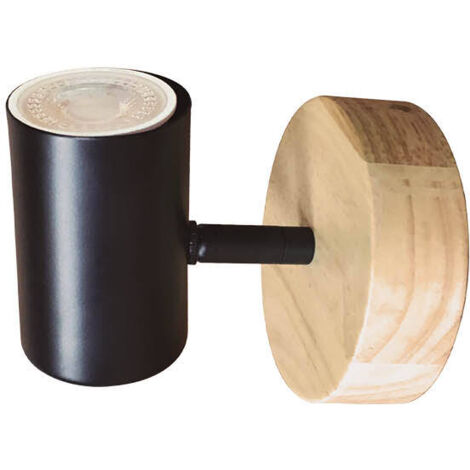 Foco de techo GU10Max.60W Madera-Negro