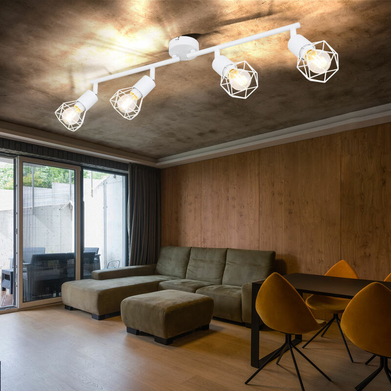

Foco de techo retro luz de jaula lámpara de punto de sala de estar móvil en un juego que incluye bombillas LED