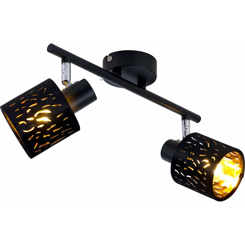 

Foco de techo, lámpara de terciopelo, lámpara de salón en oro negro, ajustable en un juego que incluye bombillas LED RGB