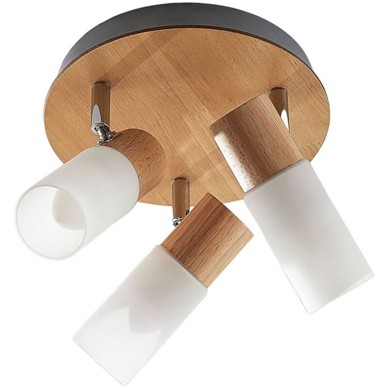 

Lindby - Foco de techo LED de madera Christoph, 3 bombillas