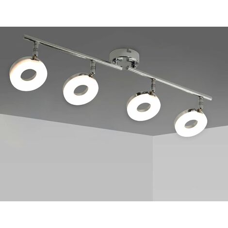Barras de focos Gu10 4w Iluminación de luz plafon Foco direccional con 4 bombillas para bar-espejo-closer Clase de eficiencia energética A+ IP44 