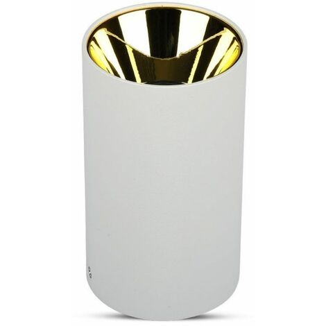 Foco de techo LED redondo V-TAC GU10 con cuerpo blanco y reflector dorado