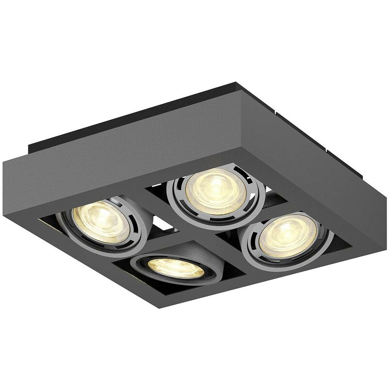 

Foco de techo LED Ronka, 4 brazos, cuadrado, gris