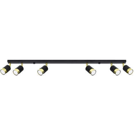 Foco de techo, negro, alargado, seis pantallas, dorado, 6xGU10 10W, NERO SL.1073, Sollux Lighting