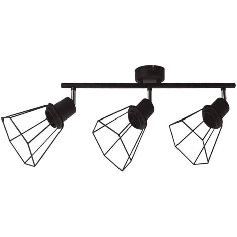 Foco de techo triple lineal Serie Bhani E27 Negro