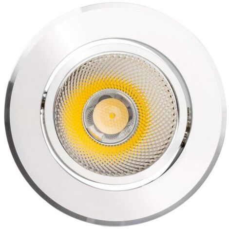 Foco Downlight LED 12W COB Direccionable Circular Plata Corte Ø 90 mm No Flicker 3000K Blanco Cálido