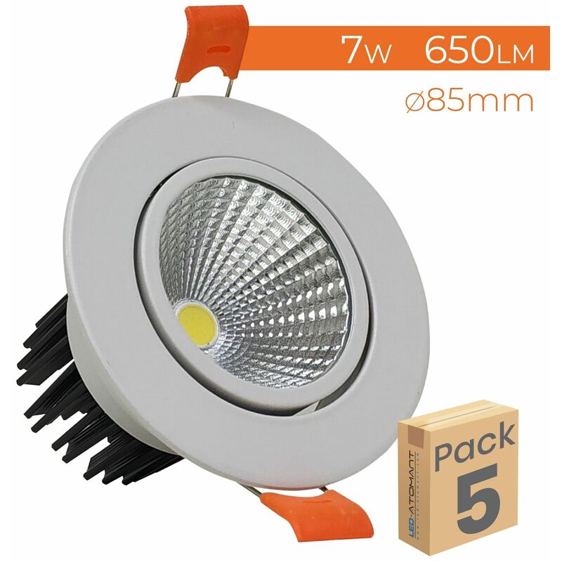 

Foco Downlight LED 7W 650LM Orientable Corte 65mm | Blanco Frío 6500K - Pack 5 Uds. - Blanco Frío 6500K