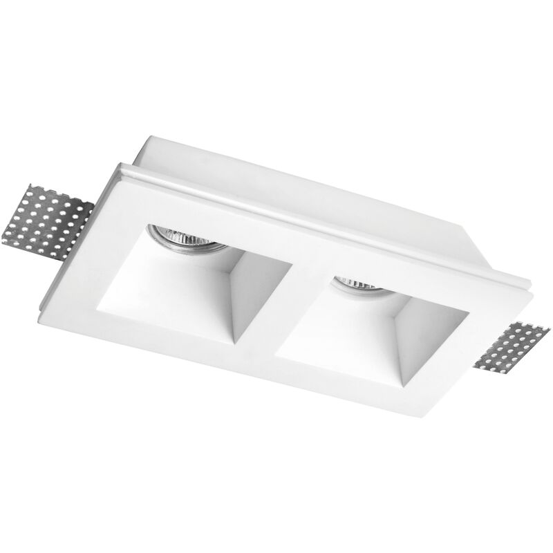 

Foco rectangular para empotrar 2xGU10 Yeso Blanco