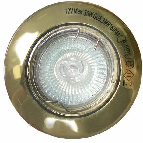 Foco empotrable con bombilla halógena GU5.3 de 50W (50W máximo 12V) IP44 fabricado en aluminio color oro viejo