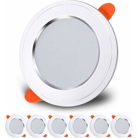 Foco empotrable LED de 7 W, extraplano, equivalente a 70 W, blanco frío, 6000 K, AC180-265, redondo, para salón, baño, cocina, paquete de 6