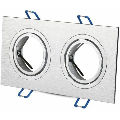 Foco empotrable LED rectangular doble V-TAC, 2 GU10, aluminio cepillado, ajustable