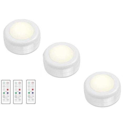 Foco LED con mando a distancia, paquete de 3 unidades.