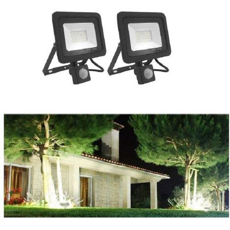 Foco LED con sensor de movimiento - 30 W, 2700 lm, 6000 K, resistente al agua IP66 (paquete de 2)