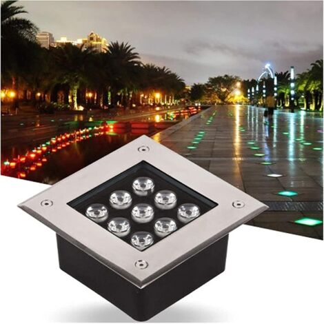 Foco LED cuadrado empotrable para exterior para iluminación de suelo exterior, foco LED de jardín impermeable IP67 para jardín, patio, pasarela de piscina, iluminación arquitectónica (luz blanca cálid