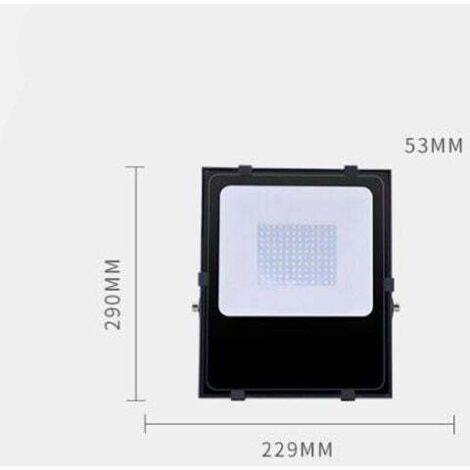 Foco LED cuadrado impermeable para exteriores, 100 W, proyección, iluminación para estadios, 6500 K (blanco)