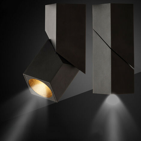 Foco LED de 12 W para interiores, luz de techo ajustable de 360° giratoria e iluminación de superficie, lámpara de pared LED de aluminio (negro-3000 K)