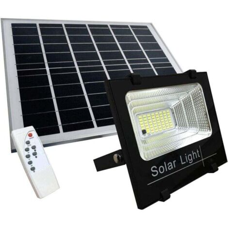 Foco LED de 200 W, foco solar para exteriores con control remoto, luz de seguridad solar impermeable IP67, encendido/apagado.