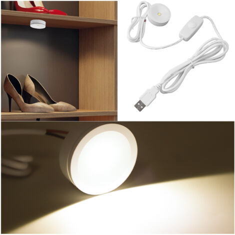 Foco LED de dos puntos para escaparate, USB 5V, regulable, luz cálida.