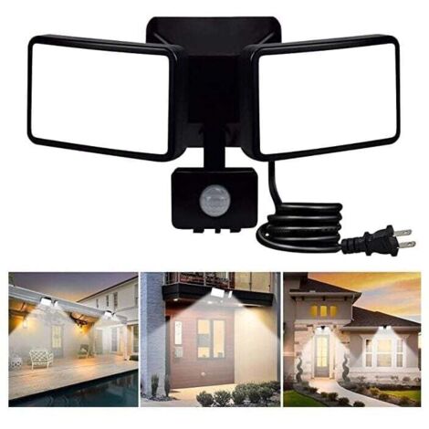 Foco LED de exterior de 18W con sensor de movimiento, orientable para interior y exterior, luz blanca fría 6500K y 1200 lm, modo automático para garaje, entrada, escaleras y jardín.