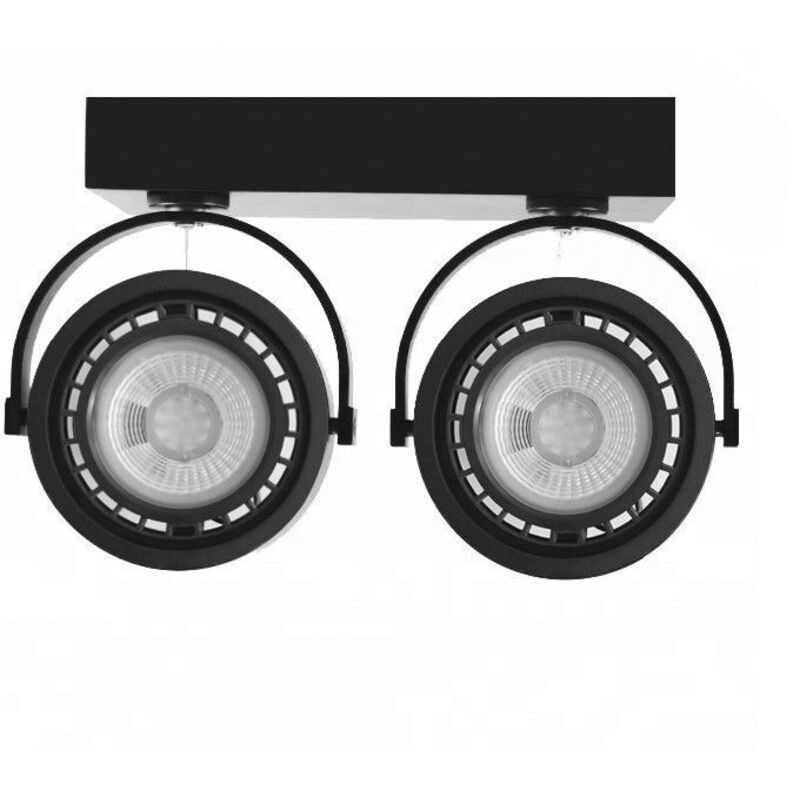 

Barcelona Led - Foco LED doble de superficie 'IRIS' para bombilla AR111 GU10 | Negro