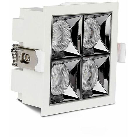 Foco LED empotrable con chip Samsung V-TAC de 16 W (4 x 4 W), UGR19, 12°, blanco cálido, CRI90