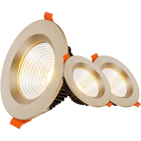 Foco LED empotrable de 3 piezas de 4 pulgadas con deflector, panel de luz redondo de aluminio, focos COB antideslumbrantes profundos, instalación sencilla y moderna - 6000 K (luz blanca)