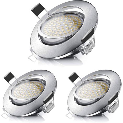 Foco LED empotrable orientable de 5 W - Blanco cálido - IP44 para baño y salón - Juego de 3