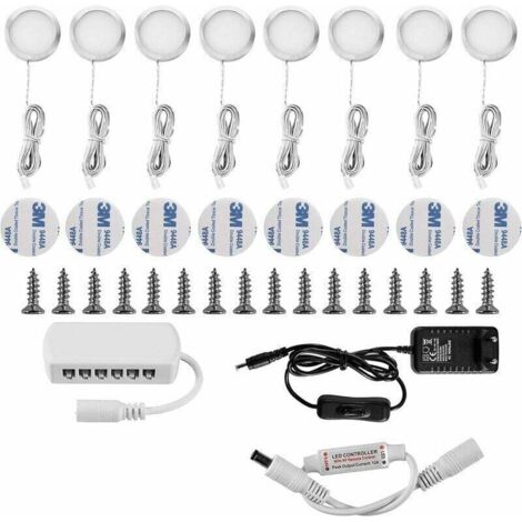 Foco LED empotrable para debajo de armarios, 16 W, para muebles, armarios, cocinas, blanco frío 6000 K (paquete de 8)