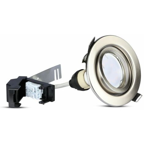 Foco LED empotrable redondo V-TAC de 5 W, GU10, níquel satinado, blanco frío (3 unidades)