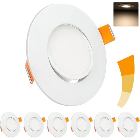 Foco LED empotrable regulable, 5 W, 4000 K, blanco neutro, 460 lm, foco LED extraplano, 230 V, orientable 45°, diámetro del orificio 68 mm, foco redondo blanco para baño, salón, dormitorio.