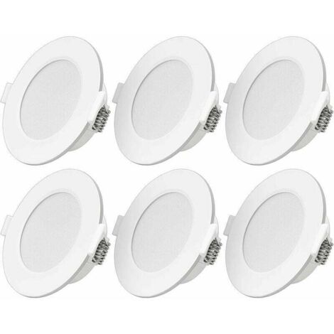 Foco LED empotrable ultraplano 6W LED Spot 230V IP44 Blanco cálido Conjunto de 6 lámparas LED empotrables Profundidad de empotramiento 26mm Mini Slim Foco de techo para baño Salón