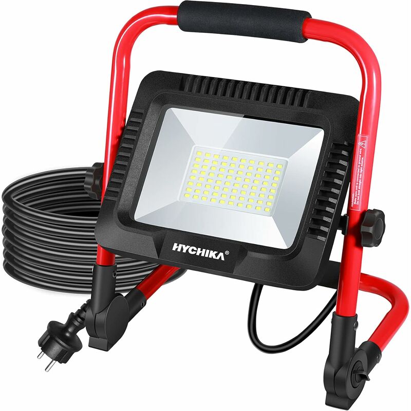 Foco de Trabajo LED 50W, HYCHIKA 5500 LM, 6500K Blanco Brillante, Ajustar Brillo, Impermeable IP65 para Uso en Exterior, Cable de 3M Portátil, para