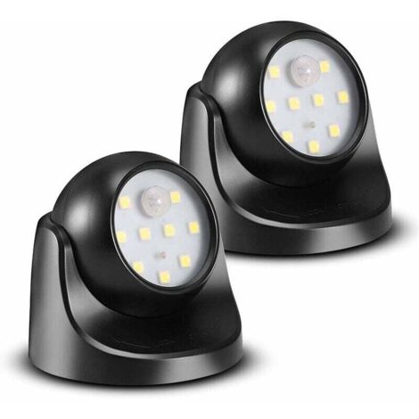 Foco LED KZQ con sensor de movimiento, 2 unidades de foco LED inalámbrico, 150 lúmenes, globo desmontable, rotación e inclinación de 360 grados