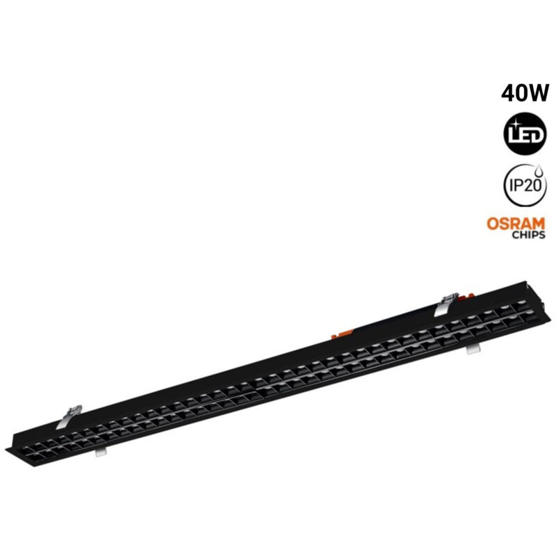 

Barcelona Led - Foco LED Lineal Empotrable 40W UGR18 Chip Osram | Blanco cálido 2700K - Negro