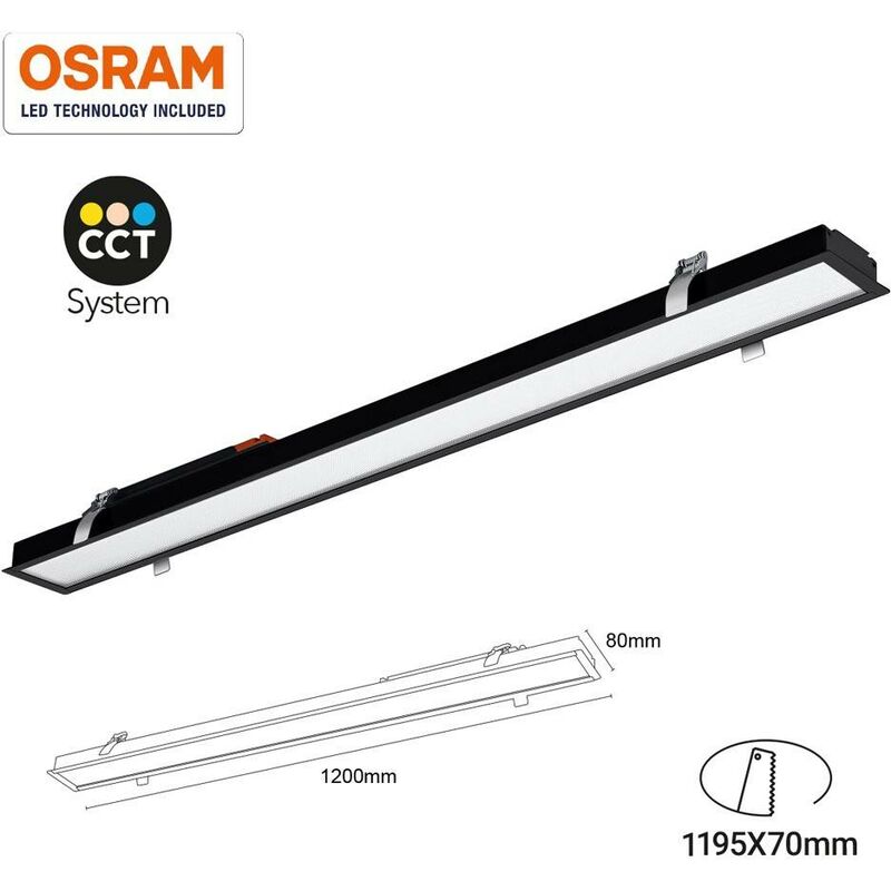 

Barcelona Led - Foco LED Lineal Empotrable CCT 40W UGR19 Chip Osram | Blanco cálido 2700K - Negro