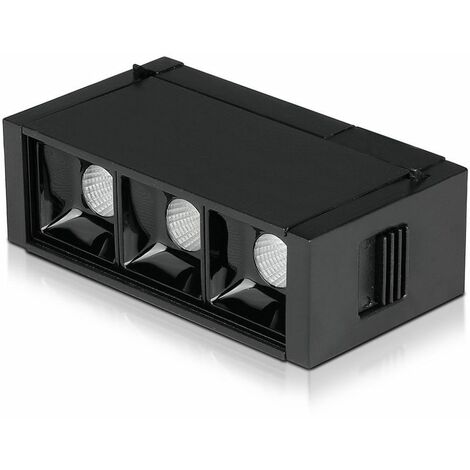 Foco LED magnético V-TAC SMD de 3 W (3 x 1 W), 24 V, UGR19, negro, blanco cálido, IP20, CRI90