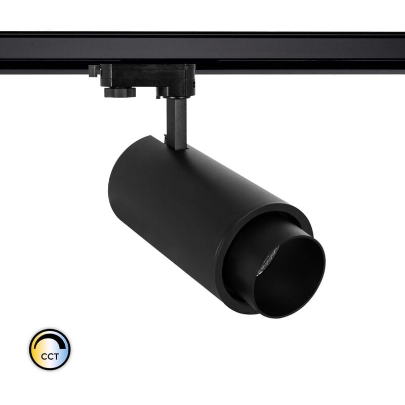 

Efectoled - Foco LED New d'Angelo Negro 40W (CRI 90) CCT LIFUD Telescópico para Carril Trifásico Seleccionable (Cálido-Neutro-Frío) - Seleccionable