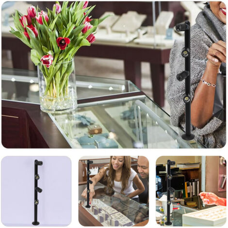 Foco LED para escaparate, 4 brazos de aluminio ajustables, diseño compacto, luz suave para exhibición de joyería en interiores.