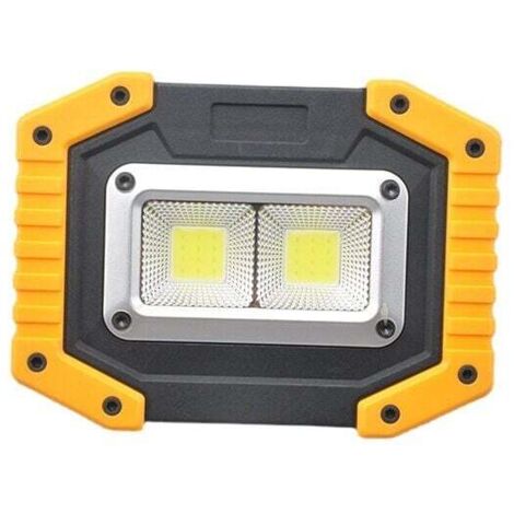 Foco LED recargable de 10 W para obras de construcción, portátil, USB, para camping, garajes y talleres (14,5 x 9,55 cm)