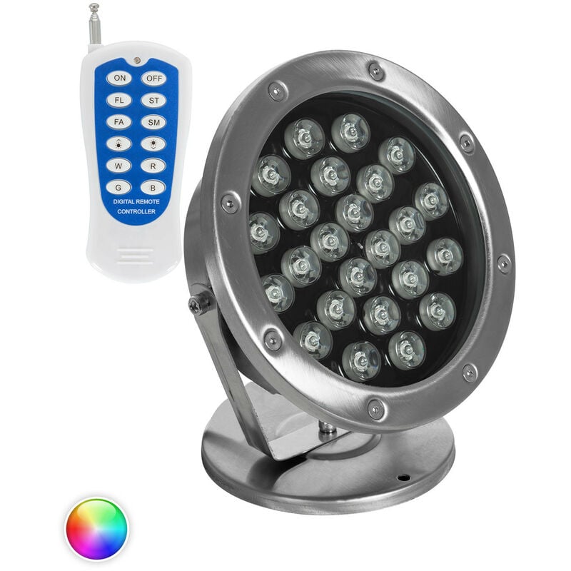 

Foco LED RGB de Superficie 12V DC 24W Sumergible IP68 RGB - RGB