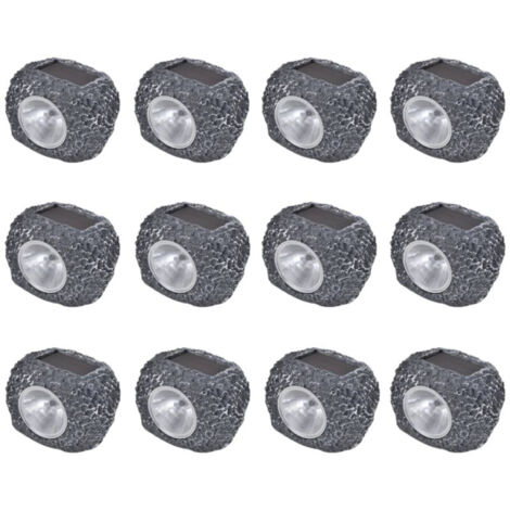 Foco LED solar de exterior con forma de piedra 12 uds vidaXL