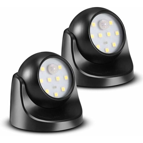 Foco LED YMYNY con sensor de movimiento, 2 unidades de foco LED inalámbrico, 150 lúmenes, esfera extraíble, rotación e inclinación de 360 grados